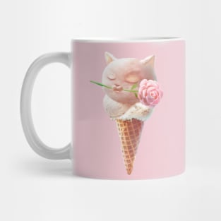 Summer Rose Cat Ice Cream Cone Mug